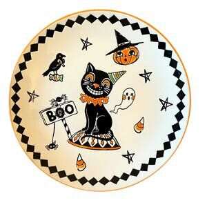 4pc ELI & ANA Halloween TRICK OR TREAT GHOST Dinner Plates 11in Spooky BOO NEW